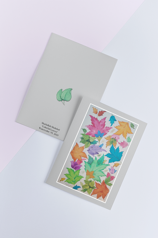 "Colorful Leaves" Calm and Beautiful blank greeting cards watercolor