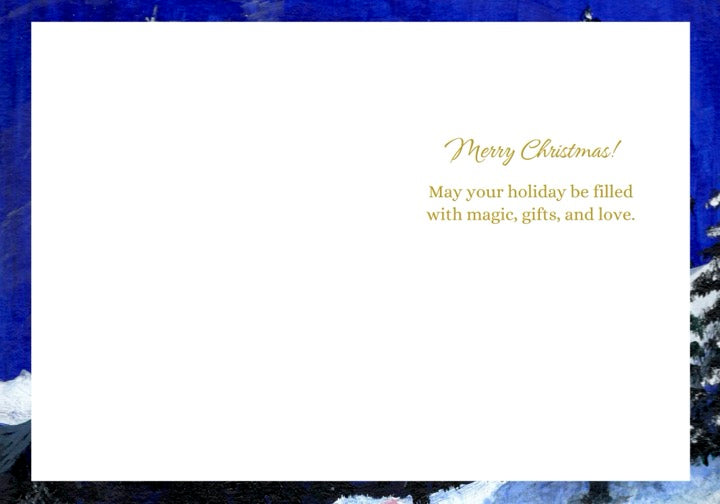 "Christmas Eve" Holiday Greeting Card Blue Watercolor